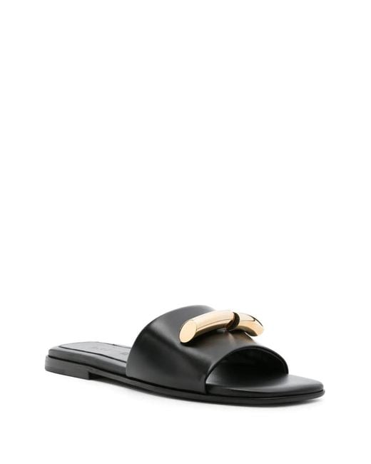 Lanvin Black Haute Sequence Leather Slides