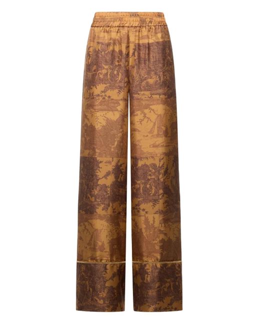 Pierre Louis Mascia Brown Toile-Print Elastic-Waist Trousers