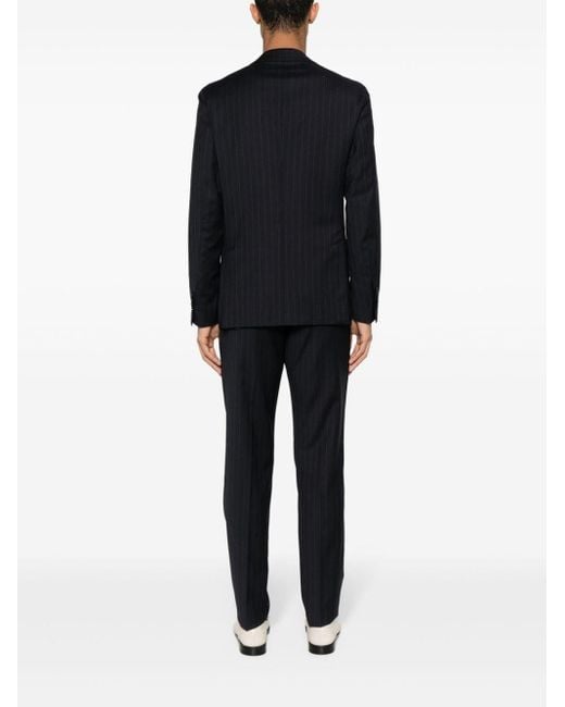 Lardini Black Pinstriped Wool Suit for men