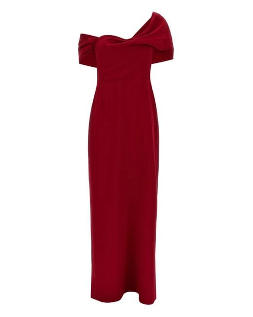 Robe Mi-Longue Drapée À Une Épaule Carolina Herrera en coloris Red