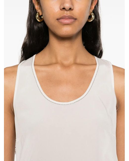 Peserico White Bead-Embellished Tank Top