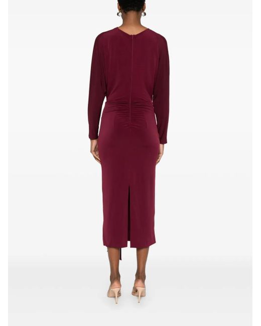 Nissa Red Crystal-Detail Midi Dress
