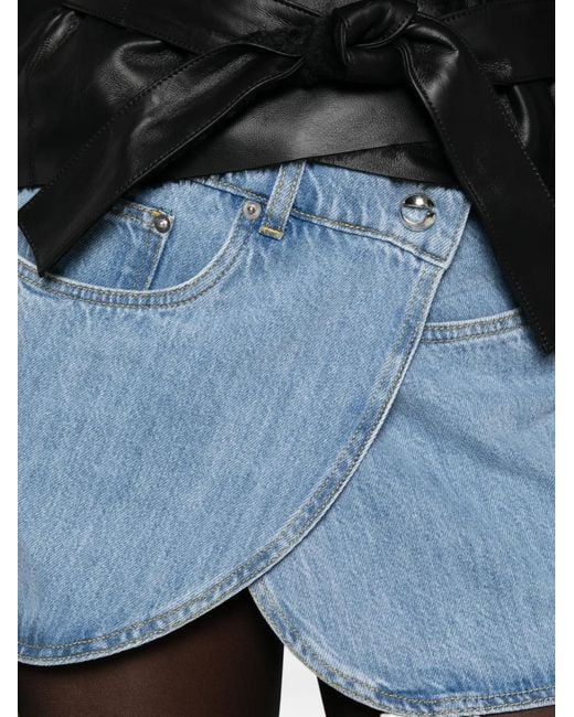 Coperni Blue Asymmetrical Denim Skirt With Button Detail