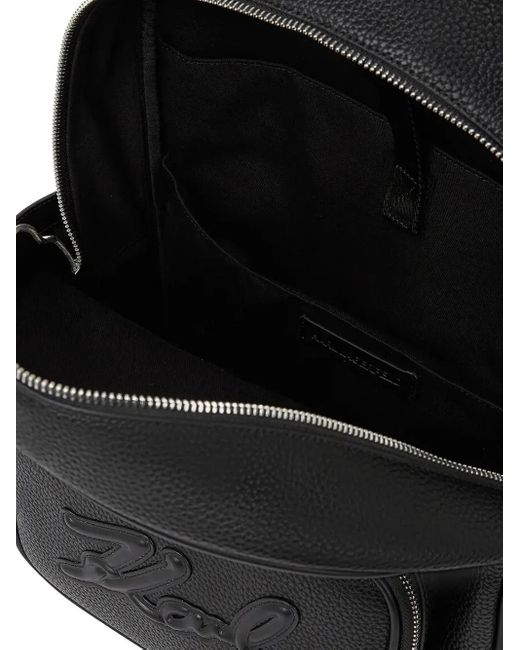 Karl Lagerfeld Black Embossed-Logo Backpack
