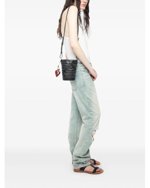 Zadig & Voltaire Black Logo-Print Bucket Bag