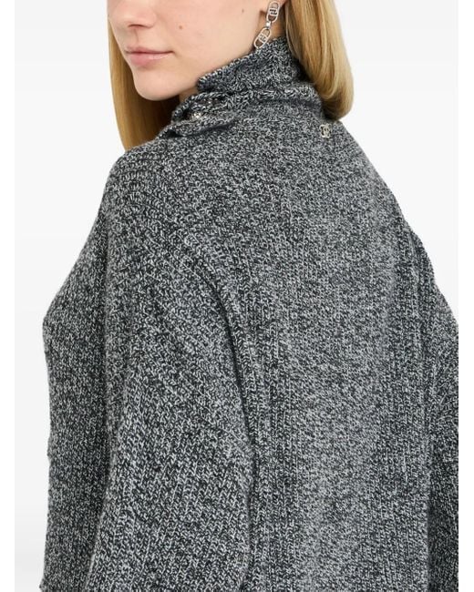 Jersey con cuello alto y volantes Liu Jo de color Gray