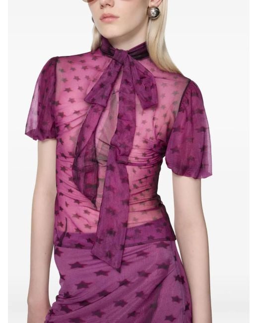 Acne パフスリーブ トップ Purple
