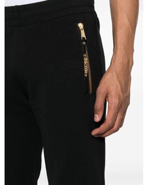 Moschino Black Logo-lettering Cotton Track Pants for men