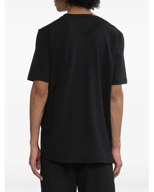 Post Archive Faction PAF Black Round-Neck Cotton T-Shirt for men