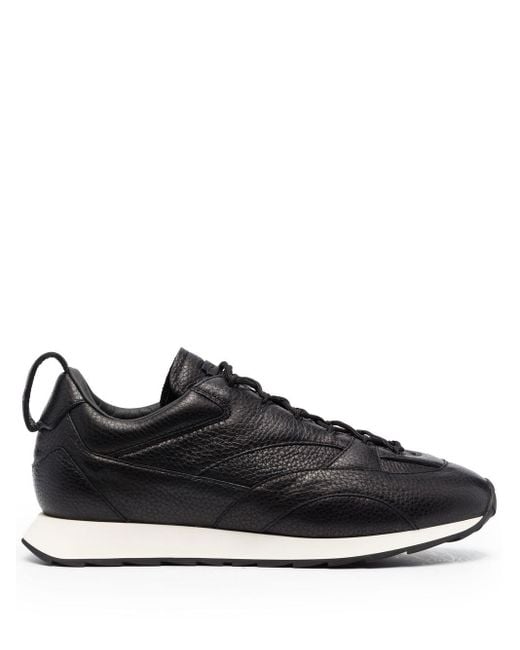 Giorgio Armani Panelled Lace-up Leather Sneakers in Black for Men ...