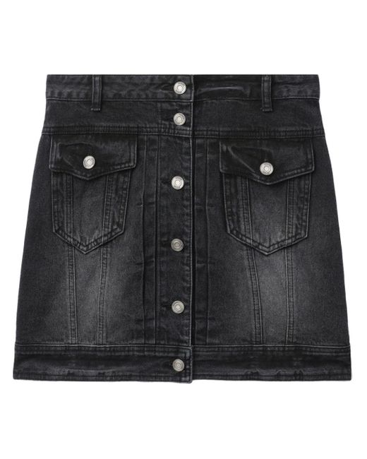 Juun.J Black Panelled Denim Mini Skirt