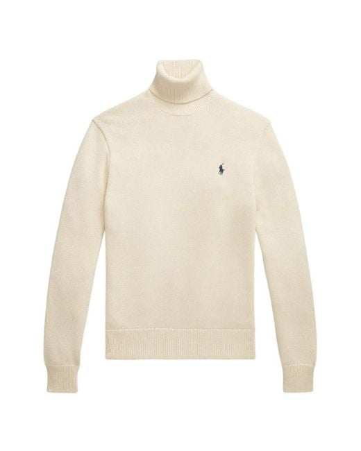 Polo Ralph Lauren White Roll-Neck Logo-Embroidered Sweater for men
