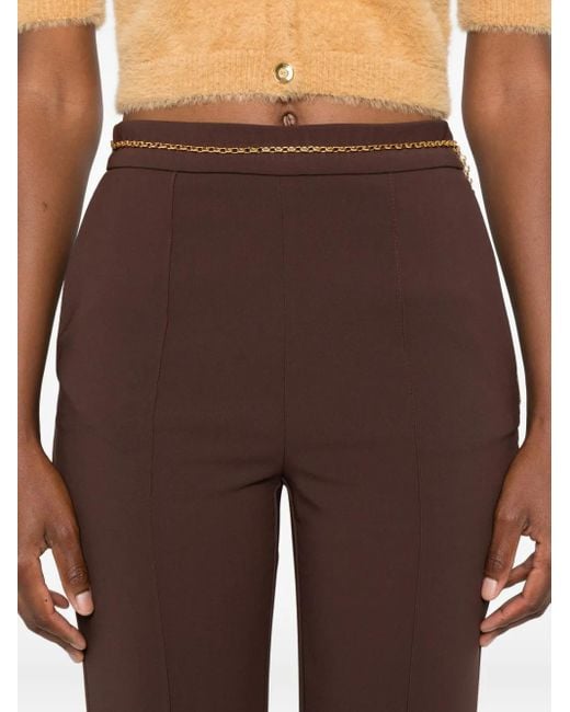 Elisabetta Franchi Chain-embellished Trousers Brown
