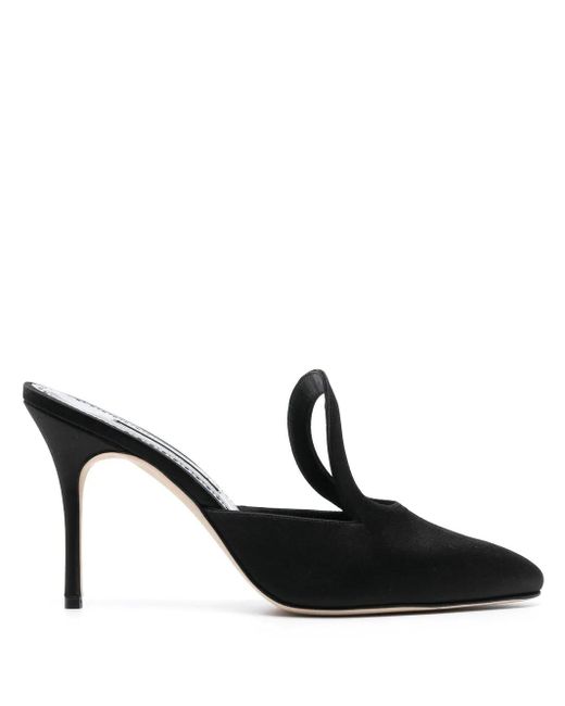 Manolo Blahnik Black Fugati 100Mm Heeled Mules