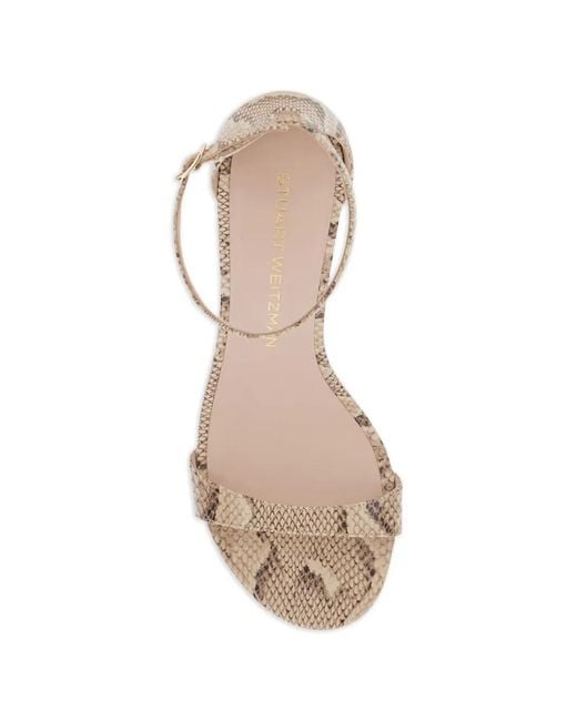 Stuart Weitzman White Snakeskin Strap Sandals