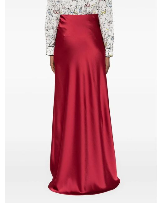 Blanca Vita Red Ginestra Satin Long Skirt