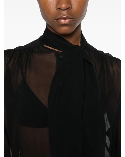 Blumarine Black Tie-Neck Blouse