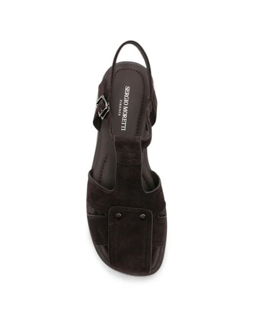 SERGIO MORETTI FIRENZE Black Suede Buckled Sandals