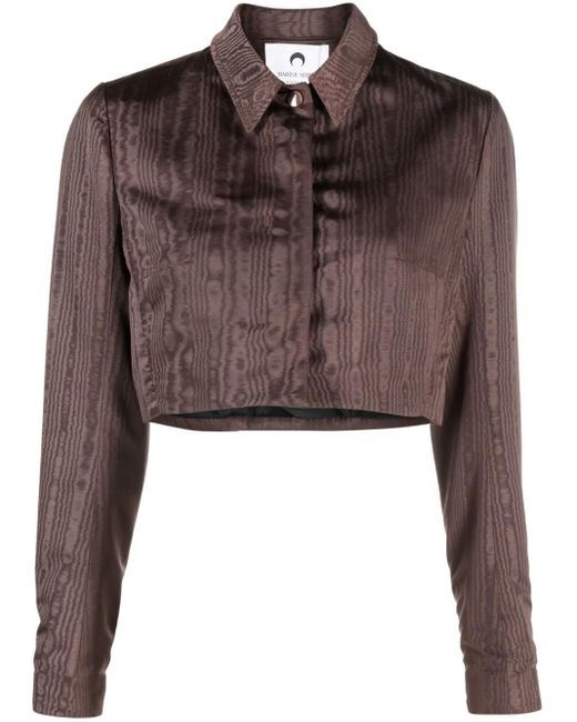 MARINE SERRE Brown Regenerated Moire Tailored Jacket