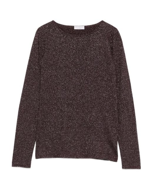 Brunello Cucinelli Trui Met Boothals En Glitters in het Brown