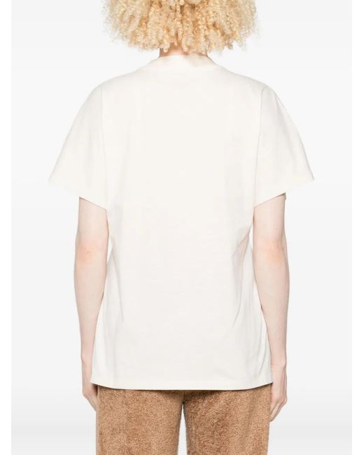 Moncler White Cotton T-Shirt With Ribbed Crew Neck
