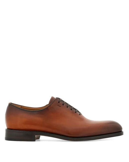 Ferragamo Brown Tramezza Leather Oxford Shoes for men
