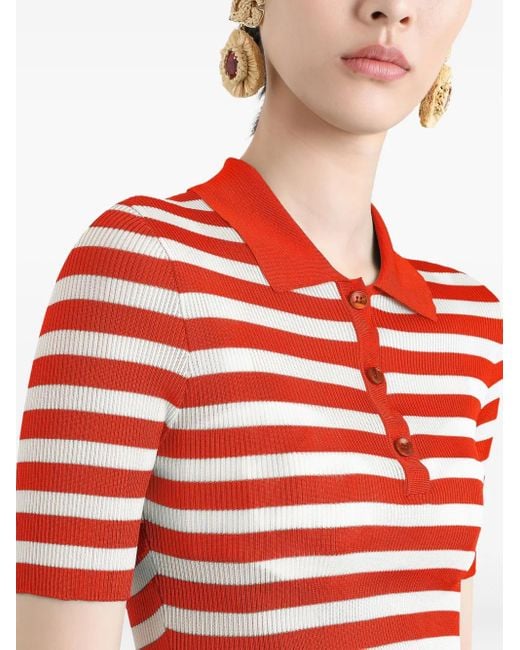 Dolce & Gabbana Red Gestreiftes Poloshirt