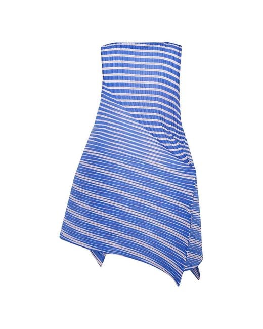 Issey Miyake Blue "Generic Stripes" Machine Pleats Dress