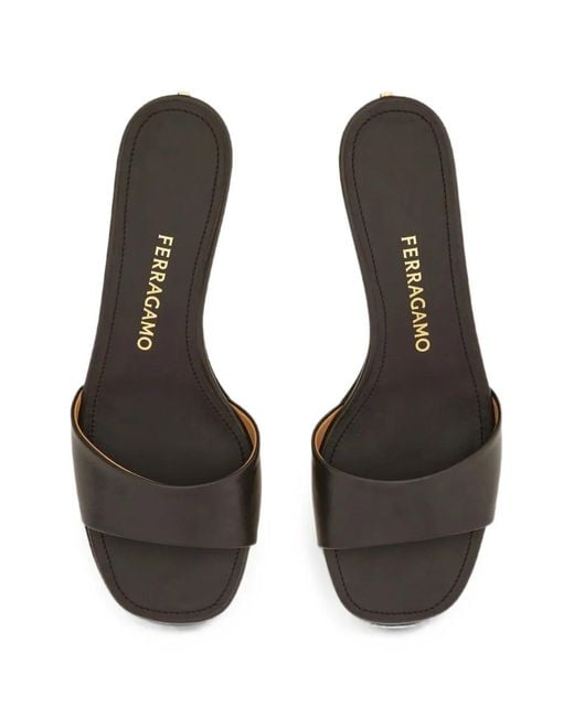Ferragamo Black Low Heeled Slides