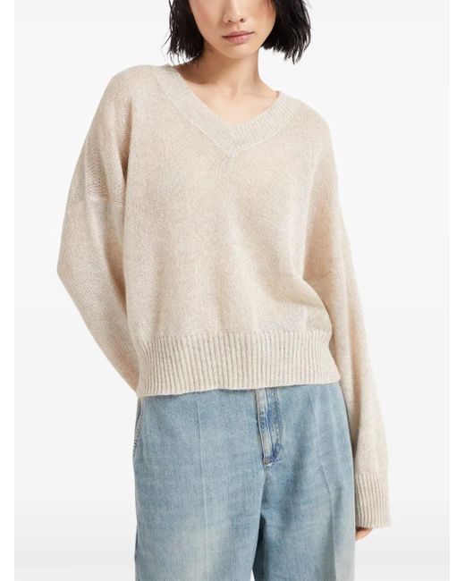 Brunello Cucinelli Natural Mohair Sparkling Wool Sweater
