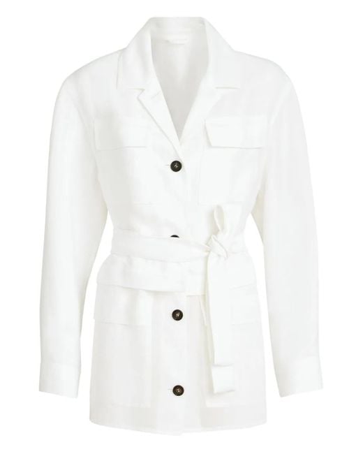 Brunello Cucinelli White Belted Pocket Jacket