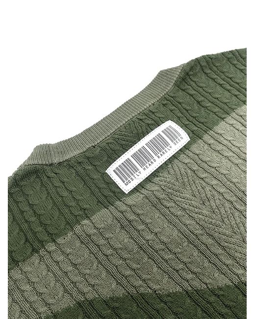 Mostly Heard Rarely Seen Green Cable-Knit Wave T-Shirt for men