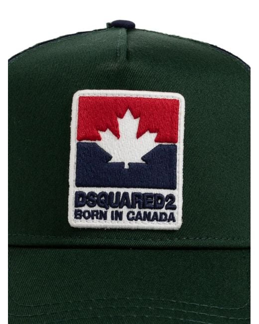 DSquared² Green Logo-Patch Distressed Baseball Cap for men
