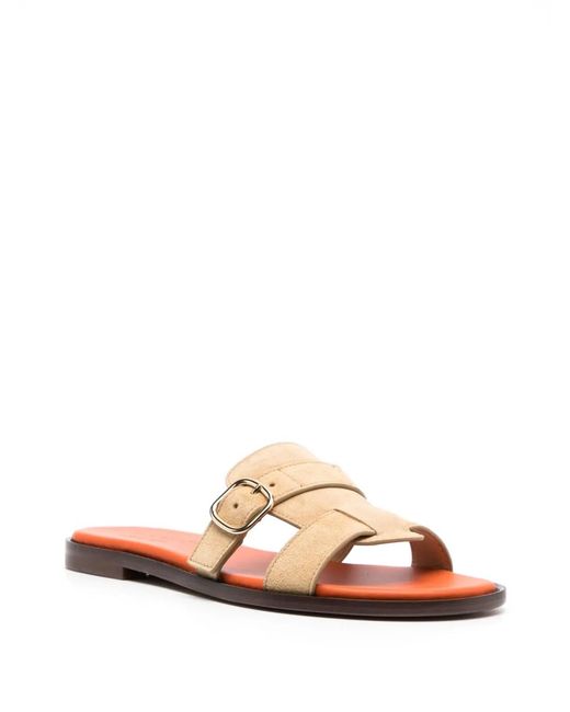 Doucal's Natural Open-Toe Suede Slides
