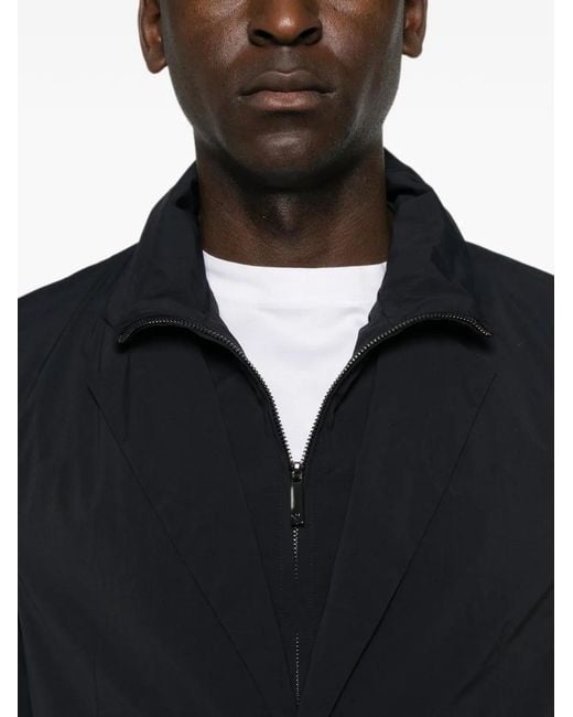 Emporio Armani Blue Layered-Effect Notched-Lapel Blazer for men