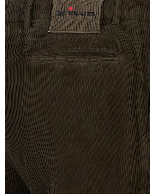 Kiton Black Corduroy Trousers for men