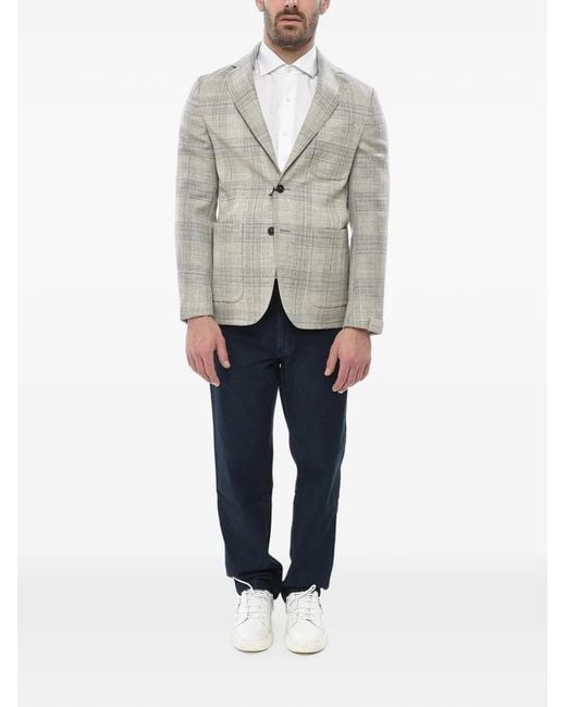 Corneliani Gray Circle Check-Pattern Blazer for men
