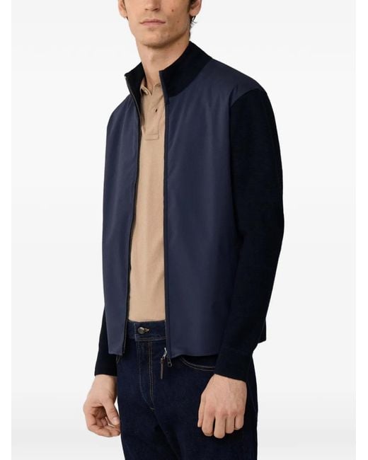 Hackett Blue Milano-Stitch Hybrid Jacket for men