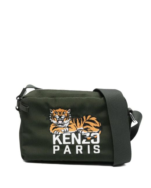 KENZO Black Tiger-Embroidered Shoulder Bag for men