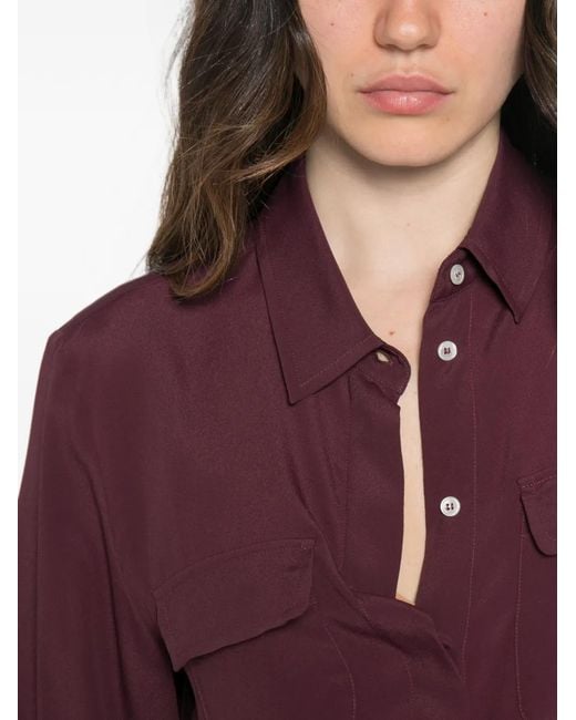 Marella Purple Mllfestoso1 Button-Up Chest-Pocket Shirt