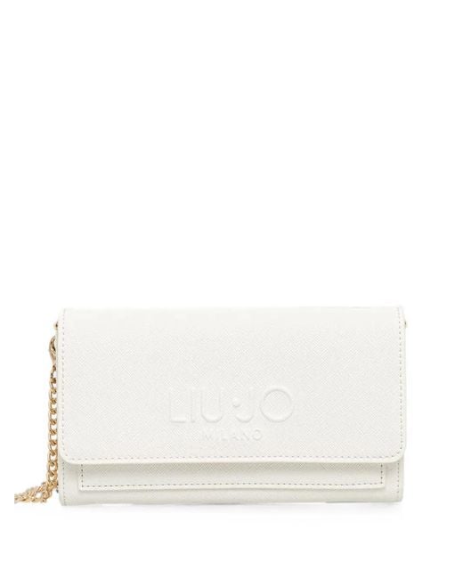 Liu Jo White Mini Logo-Embossed Chain Wallet