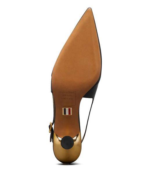 Thom Browne Black Soft Patent Wingtip Slingback Pumps 50Mm