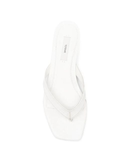 Totême White Croco-Embossed Heeled Flip Flops