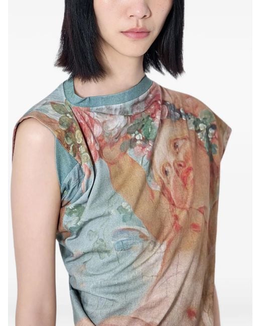 Vivienne Westwood Blue Artistic-Print Sleeveless Top
