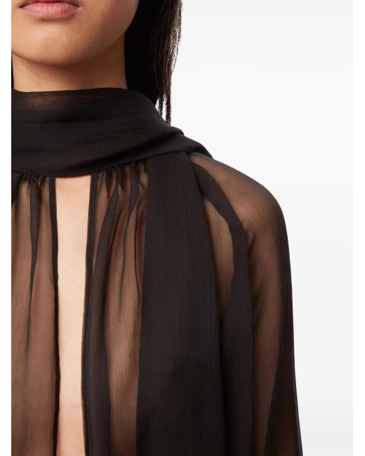 Nina Ricci Black Semi-Transparente Schluppenbluse