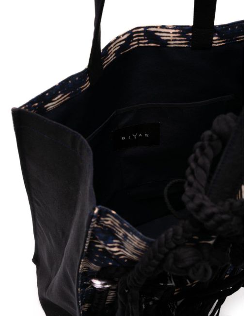 Biyan Black Braid-detail Embroidered Tote Bag