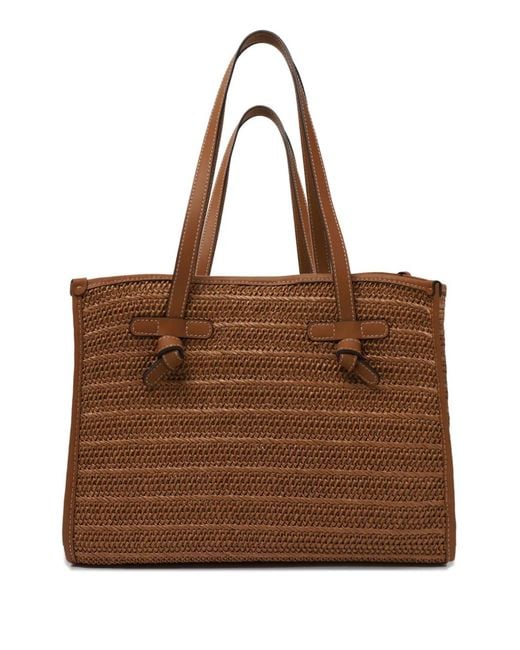 MARCELLA CLUB Brown Woven Knot-Detail Tote Bag