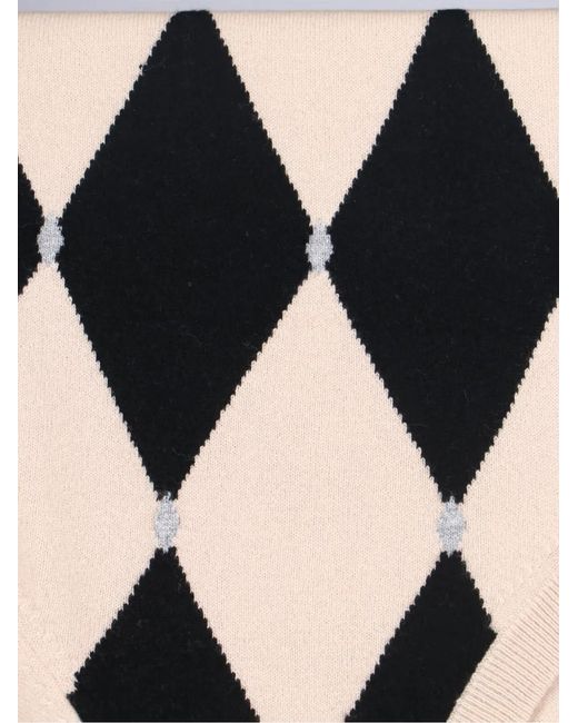 Ballantyne Black Argyle V-Neck Sweater