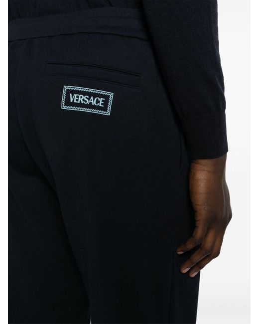 Versace Blue Logo-embroidered Track Pants for men