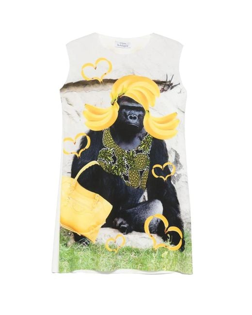 The Artistylist Yellow Gorilla-Print Sleeveless Mini Dress